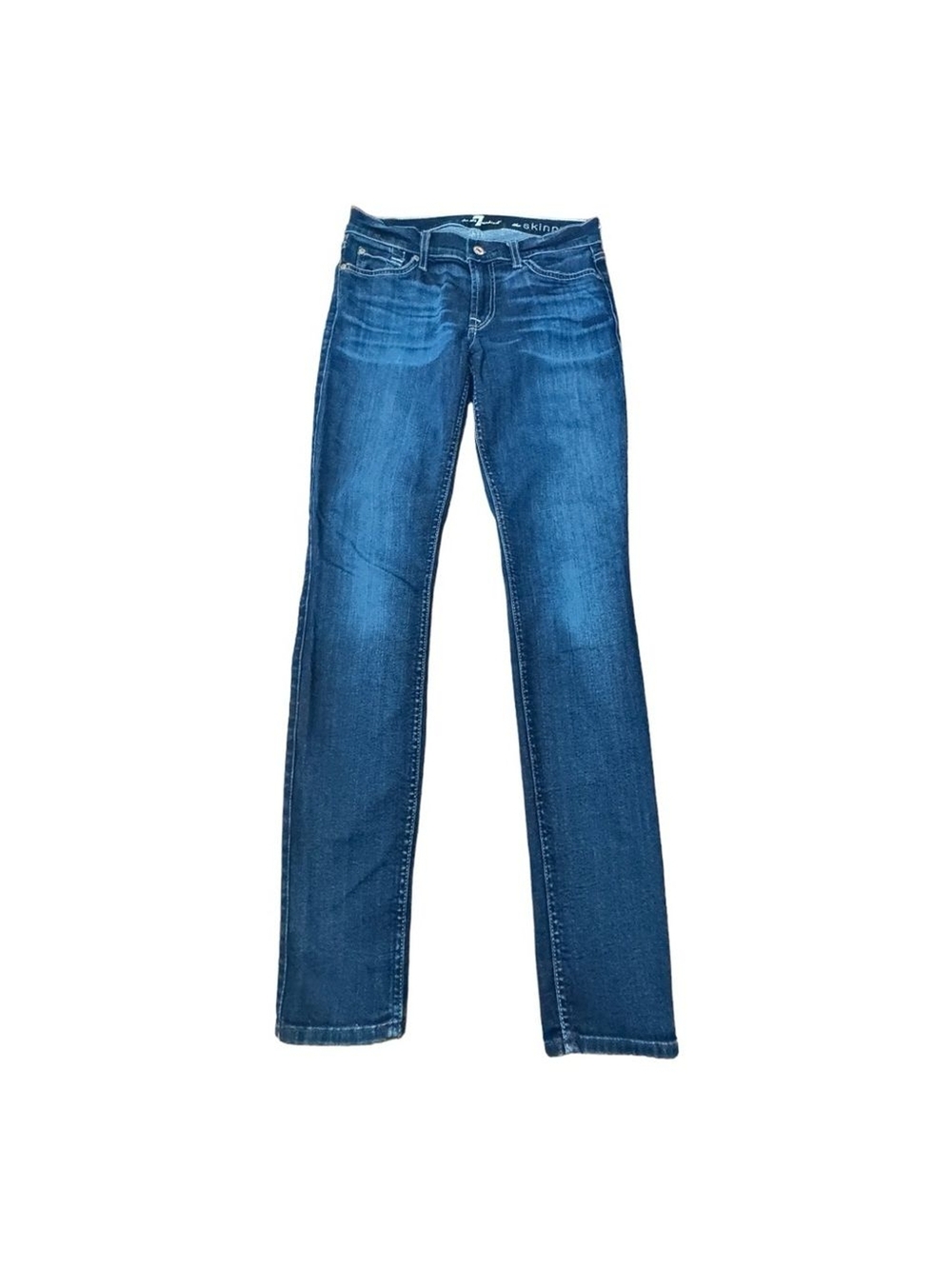 7 For All Mankind The Skinny Dark Wash Blue Denim Jeans Stretch Women’s Size 27